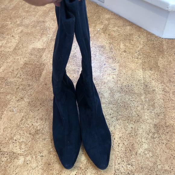 Navy Faux suede boots - Picture 2 of 3